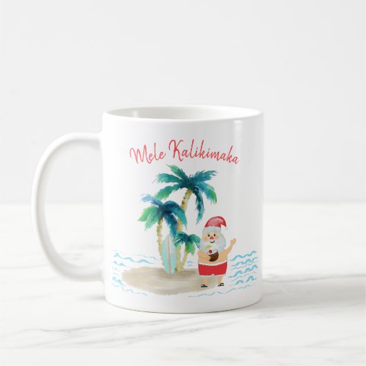 Tropical Surfing Santa Mele Kalikimaka Weihnachten Kaffeetasse (Links)