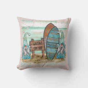 Tropical surfing Watercolor Beach Gnomes Kissen