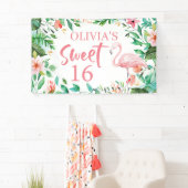 Tropical Sweet 16 Aloha Luau Birthday Banner (Insitu)