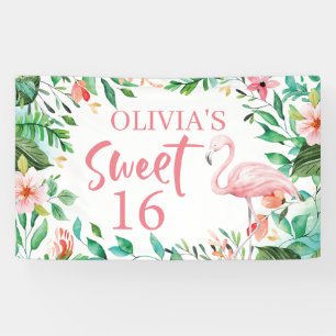 Tropical Sweet 16 Aloha Luau Birthday Banner