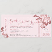 Tropical Sweet 16 Pool Luau Boarding Pass Einladung (Vorne/Hinten)