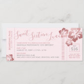 Tropical Sweet 16 Pool Luau Boarding Pass Einladung (Vorderseite)