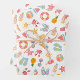 Tropical Swimming Pool Birthday Party Geschenkpapier Set