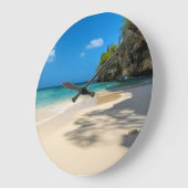 Tropical Tahiti Sandy Island Beach  Große Wanduhr (Winkel)