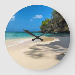 Tropical Tahiti Sandy Island Beach  Große Wanduhr