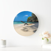 Tropical Tahiti Sandy Island Beach Große Wanduhr (Zuhause)