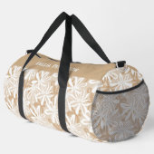 Tropical Tan White Floral Muster Personalisiert Duffle Bag (Rechte Ecke)
