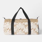 Tropical Tan White Floral Muster Personalisiert Duffle Bag (Vorderseite)