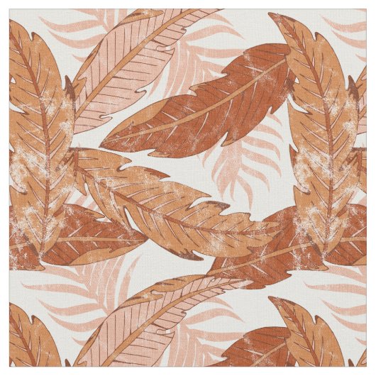 Tropical Terracotta Palm Blätter Muster Stoff (Nahaufnahme)