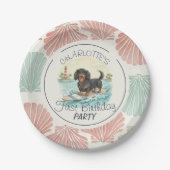 Tropical the Big One Surf Dackel Geburtstag Pappteller (Vorderseite)