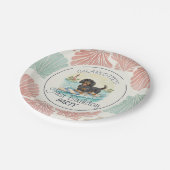 Tropical the Big One Surf Dackel Geburtstag Pappteller (Schrägansicht)