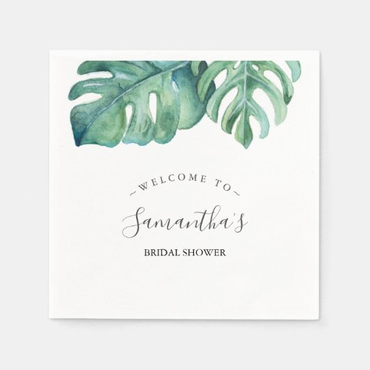 Tropical Theme Brautparty Palm Blätter Serviette (Vorderseite)