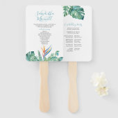 Tropical Theme Floral Wedding Program Fächer (Vorne und Hinten)