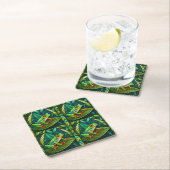 Tropical-themed coasters with vibrant green leaves rechteckiger pappuntersetzer (Vor Ort)