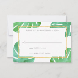 Tropical Themed Gold Reply Cards RSVP Karte