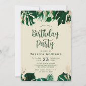 Tropical Themed Green Foliage Geburtstagsparty Einladung (Vorderseite)
