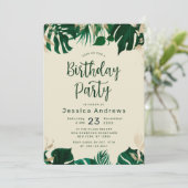 Tropical Themed Green Foliage Geburtstagsparty Einladung (Stehend Vorderseite)