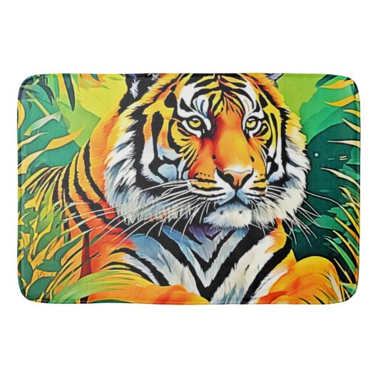 Tropical Tiger Art Badematte (Vorderseite)