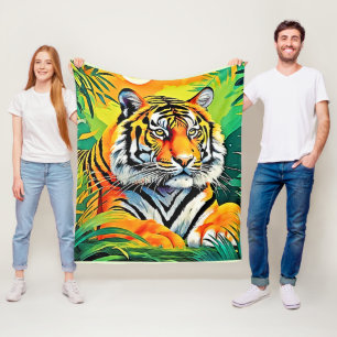 Tropical Tiger Art Fleecedecke