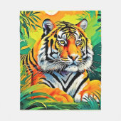 Tropical Tiger Art Fleecedecke (Vorderseite)