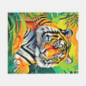 Tropical Tiger Art Fleecedecke (Vorderseite (Horizontal))
