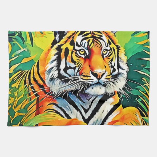 Tropical Tiger Art Geschirrtuch (Horizontal)