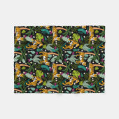 Tropical Tiger Black Botanle Safari Cats Fleecedecke (Vorderseite (Horizontal))