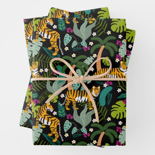 Tropical Tiger Black Botanle Safari Cats Geschenkpapier Set (Beispiel)