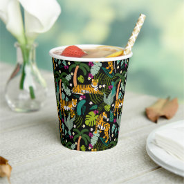 Tropical Tiger Black Botanle Safari Cats Pappbecher