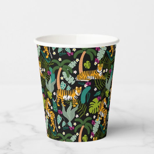 Tropical Tiger Black Botanle Safari Cats Pappbecher (Links)