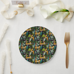 Tropical Tiger Black Botanle Safari Cats Pappteller