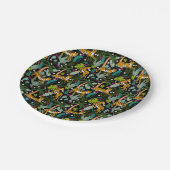 Tropical Tiger Black Botanle Safari Cats Pappteller (Schrägansicht)