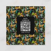 Tropical Tiger Black Botanle Safari Cats Quadratische Visitenkarte (Vorderseite)