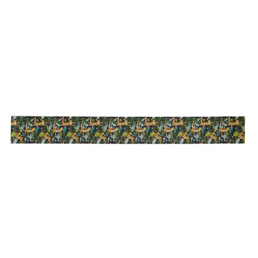 Tropical Tiger Black Botanle Safari Cats Satinband (Vorderseite)
