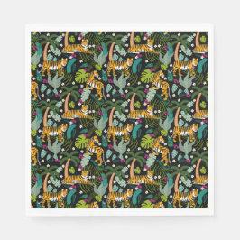 Tropical Tiger Black Botanle Safari Cats Serviette