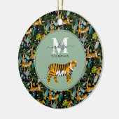 Tropical Tiger Black Botanle Safari Name Keramik Ornament (Links)