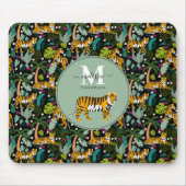 Tropical Tiger Black Botanle Safari Name Mousepad (Vorne)