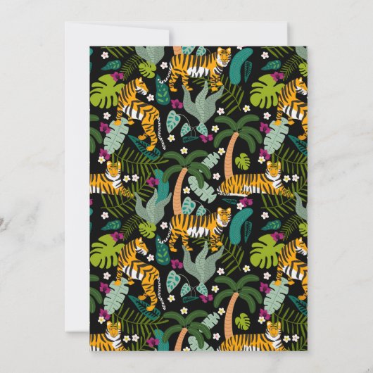 Tropical Tiger Black Jungle Safari Baby Dusche Einladung (Rückseite)