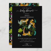 Tropical Tiger Black Jungle Safari Baby Dusche Einladung (Vorne/Hinten)