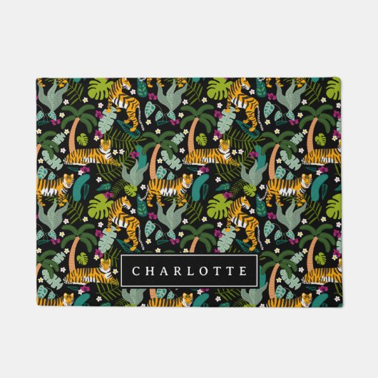 Tropical Tiger Black Jungle Safari Cats Fußmatte (Vorderseite)