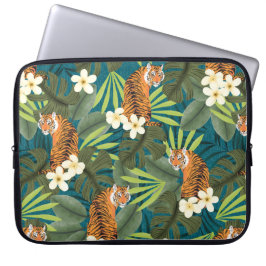 Tropical Tiger Hawaiian Palm Jungle Aquamarin Wets Laptopschutzhülle