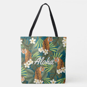 Tropical Tiger Hawaiian Palm Jungle Beach Bag Tasche
