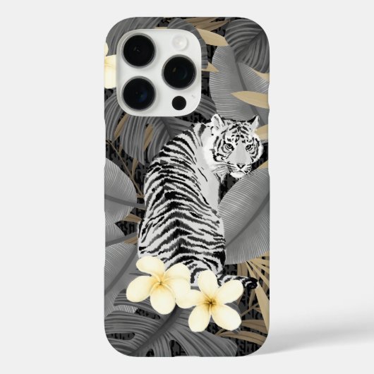 Tropical Tiger Hawaiian Palm Jungle Gray Case-Mate iPhone Hülle (Rückseite)