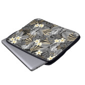 Tropical Tiger Hawaiian Palm Jungle Gray Wetsuit Laptopschutzhülle (Vorne Knopf)