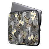 Tropical Tiger Hawaiian Palm Jungle Gray Wetsuit Laptopschutzhülle (Vorderseite Links)