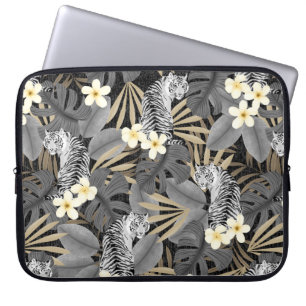 Tropical Tiger Hawaiian Palm Jungle Gray Wetsuit Laptopschutzhülle
