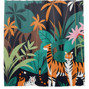 Tropical Tiger Trio Duschvorhang
