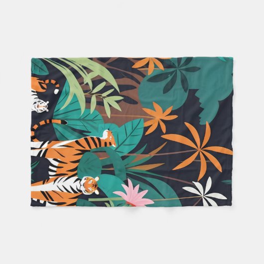 Tropical Tiger Trio Fleecedecke (Vorderseite (Horizontal))
