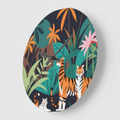 Tropical Tiger Trio Große Wanduhr (Winkel)