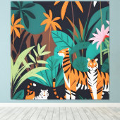 Tropical Tiger Trio Leinwanddruck (Insitu (Holzboden))